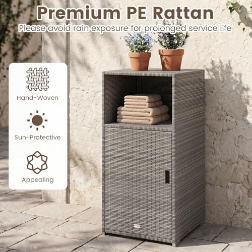 Tangkula Rattan Outdoor Storage Cabinet - Image 4