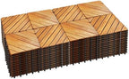 PrimeZone 108 PCS Solid Acacia Wood Interlocking Patio Deck Tiles Outdoor by PrimeZone