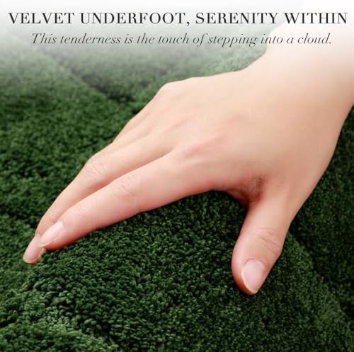BSICPRO Bathroom Rugs, 32x20 Scalloped Bath Mats, Forest Green - Image 3