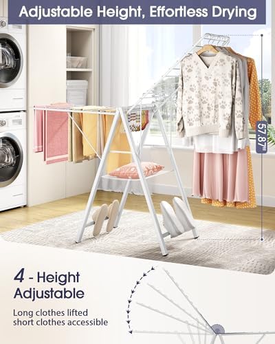 APEXCHASER Clothes Drying Rack, 67.7" L Height Adjustable - Image 6