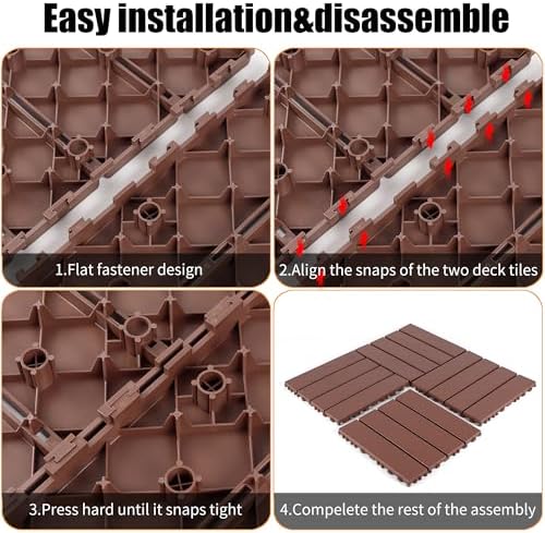 Plastic Interlocking Deck Tiles, 44 Pack, Non-Slip Patio Floor Decking Tiles - Image 3