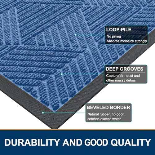 Smiry Front Door Mat Outside Entrance, Low Profile Rubber Doormat - Image 4
