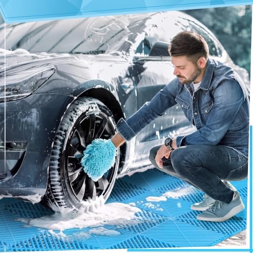 Barydat 72 Pcs 12x12 Garage Floor Tiles Interlocking Drainage, Light Blue - Image 3