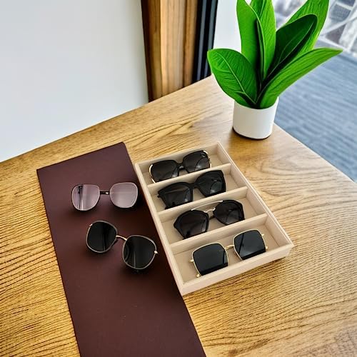 Velvet Sunglasses Organizer Tray 4 Slot, Stackable Eyewear & Glasses Display - Image 4