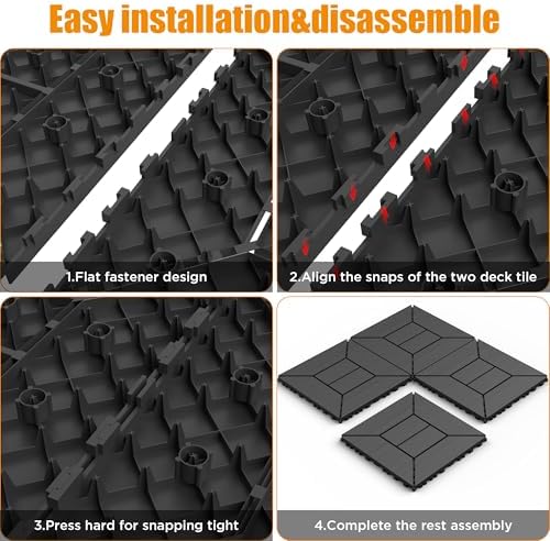 Plastic Interlocking Deck Tiles, 44 Pack, Non-Slip Patio Floor Decking Tiles - Image 3