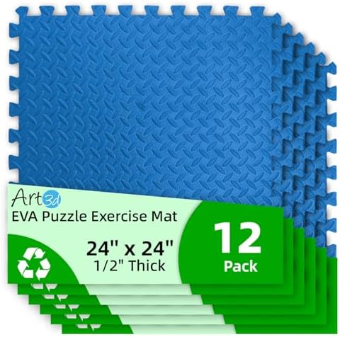Art3d 12-Pack 24"x24" EVA Interlocking Exercise Mats, 48 Sq.Ft by Art3d