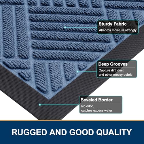 Smiry Front Door Mat Outside Entrance, Natural Rubber Doormat, 35x23 Inch - Image 4