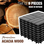 Acacia Wood Interlocking Deck Tiles, Patio & Backyard Tile, 12 in - Image 6