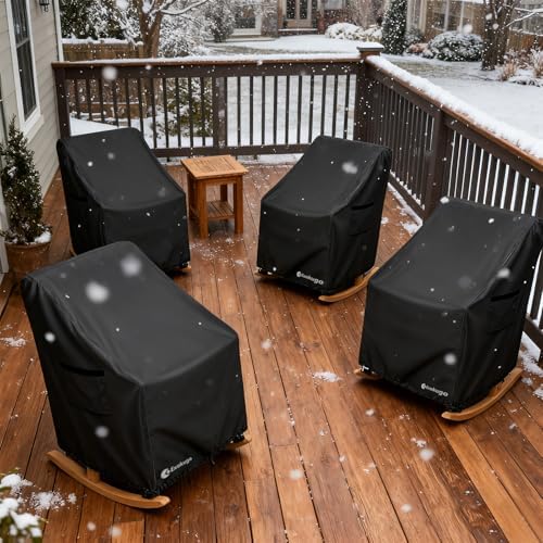 Outdoor Rocking Chair Covers 4 Pack 600D Heavy Duty Waterproof - Image 7