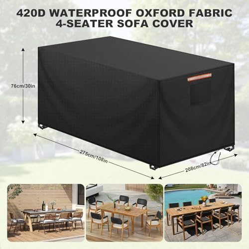 Patio Rectangular Table Chair Set Cover Waterproof 420D Heavy Duty Large - Image 3