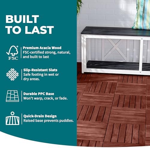 Bliss Outdoors Acacia Interlocking Deck Tiles - Image 3