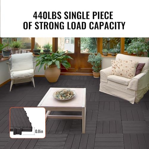 VEVOR 54 sq. ft Plastic Interlocking Deck Tiles, 54 Pack, Patio Floor Decking - Image 3