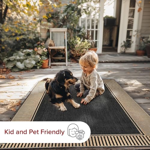 nuLOOM Asha Dark Grey Bordered Indoor/Outdoor Area Rug - Image 5