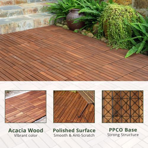 BEEFURNI Interlocking Acacia Wood Deck Tiles 12x12 - Image 4