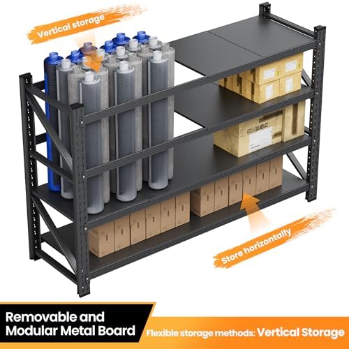 Set of 2 Metal Storage Shelves, 48” Wide Heavy Duty Garage Shelving Units - Image 4
