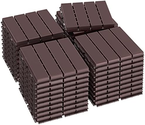 Goovilla Plastic Interlocking Deck Tiles, 36 Pack, Dark Brown by Goovilla