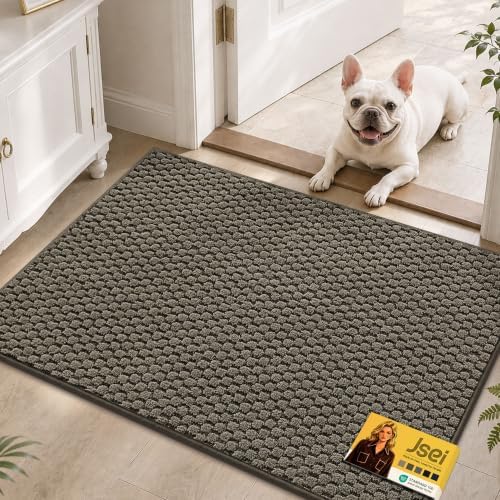 JSEI Dirt Trapper Door Mat 24"x36", Non-Slip Entryway Rugs by JSEI