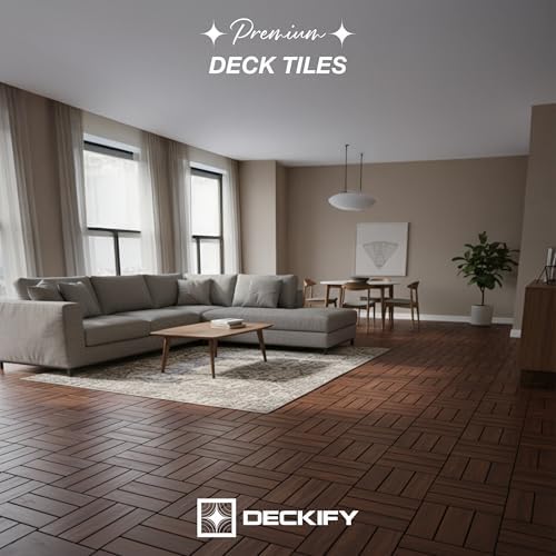 Acacia Wood Interlocking Deck Tiles Outdoor Flooring - Image 2