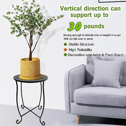 Outdoor Side Table for Small Space, Metal Outdoor Indoor Round Side Table - Image 5
