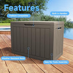 55 Gal Outdoor Storage Box Waterproof Lockable Deck Box Grey - Image 3