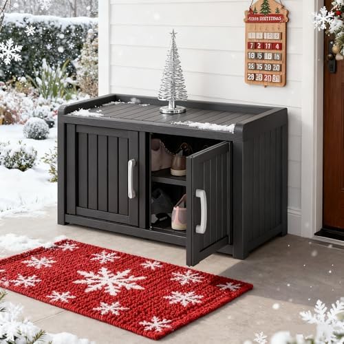 2-Tier Storage Bench, Waterproof UV-Resistant Outdoor Shoe Storage Cabinet - Image 6