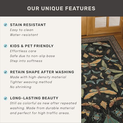 Black Insect 2'6"x12' Washable Extra Long Runner Rugs - Image 7