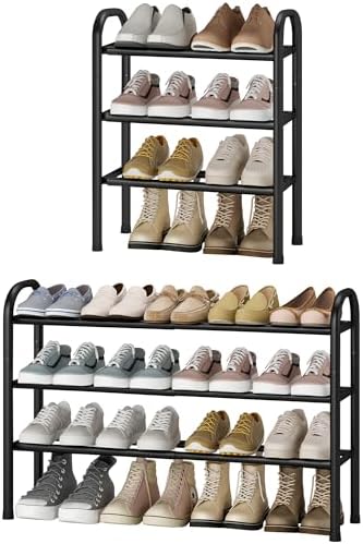 STO STO Expandable Shoe Rack, 3-Tier Metal Small Shoe Rack by STOSTO