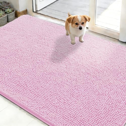 OLANLY Dog Door Mat for Muddy Paws 48x30, Super Absorbent Chenille Mud Mat by OLANLY