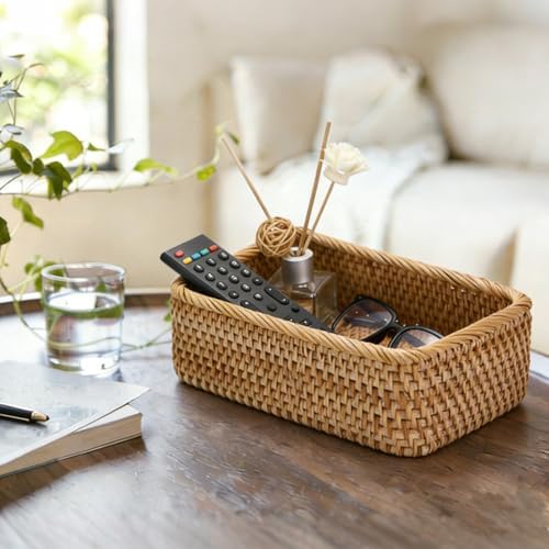 BTSKY Small Remote Basket for Coffee Table Entryway Living Room 9.6''x6.5'' - Image 4