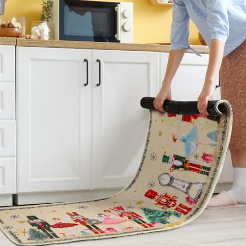SATINIOR 3 Pcs Nutcracker Christmas Kitchen Rugs and Mats Set Non Slip - Image 2