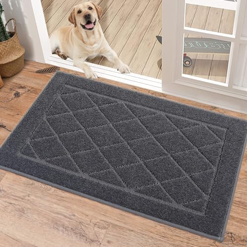 BEQHAUSE Dirt Trapper Door Mat 20" x 32", Doormat Non-Slip, Dark Grey by BEQHAUSE