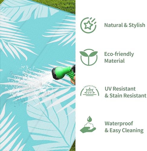 GENIMO Outdoor Rug, Waterproof Plastic Rugs 10'x14' - Image 5