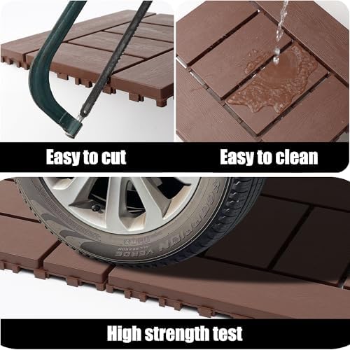 Interlocking Deck Tiles, 44 Pack, Outdoor Waterproof Plastic Balcony Decking - Image 4