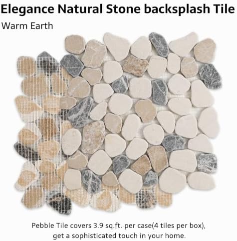 Pebble Tile, Warm Earth Sliced Pebble Stone Tiles - Image 3