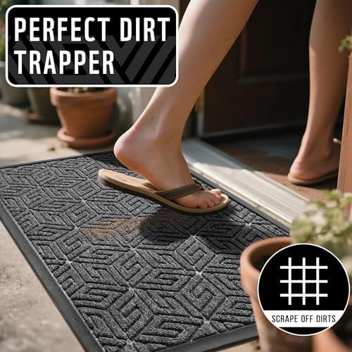 Yimobra Front Door Mat for Outside Entrance, Mix Grey - Image 4