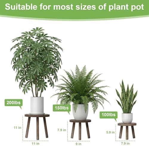 3-Pack Wood Plant Stands Indoor, Single Plant Stand - Image 2