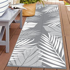GENIMO Outdoor Rug, Waterproof Plastic Runner Rugs, 2.5'x8' Grey White by GENIMO