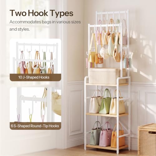 HOOBRO Tall Purse Organizer for Closet, 3-Tier Handbag Rack - Image 4