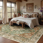 RELEANY Washable Area Rug, Brick/Brown/Green - Image 4