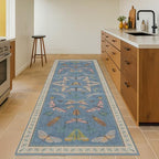 Vintage Blue Insect Hallway Runner Rug 3x8 Long, Non Slip Washable Carpet - Image 3