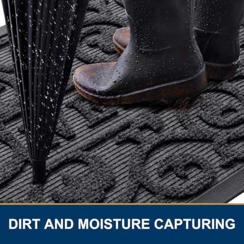 Smiry Front Door Mat Outside Entrance, Low Profile Rubber Doormat - Image 3