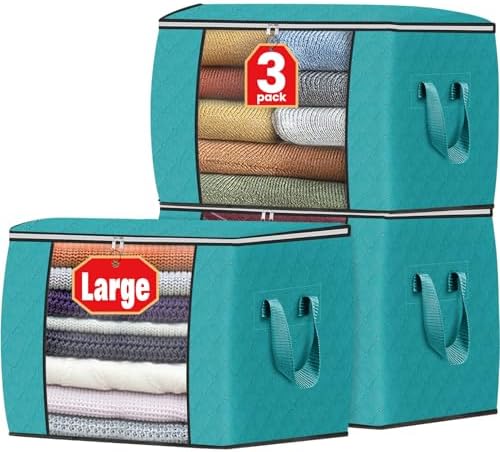 Fab totes 90L Clothes Storage, Foldable Thick Fabric Blanket Storage Bags by Fabtotes
