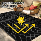 Smiry Outdoor Rug 5x8 ft Waterproof Reversible Boho Mat, Dark Grey - Image 4