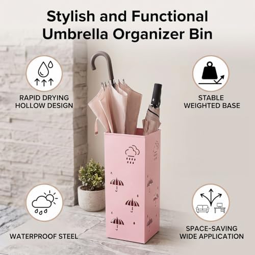 GLOGLOW Carbon Steel Hollow Cutout Entryway Umbrella Storage Stand - Image 5