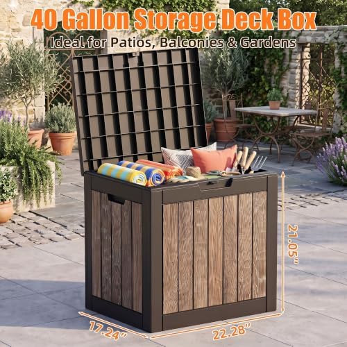 40 Gallon Outdoor Deck Box, Lockable Waterproof Resin Storage Container - Image 2
