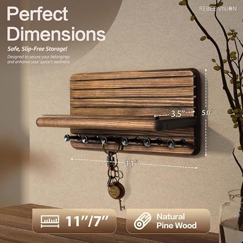 Rebee Vision Pine Wood Key Holder Wall Mount - Image 2
