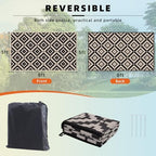 Favoyard Outdoor Rug Black & Beige 5x8 ft Waterproof Reversible Carpet Mat - Image 2