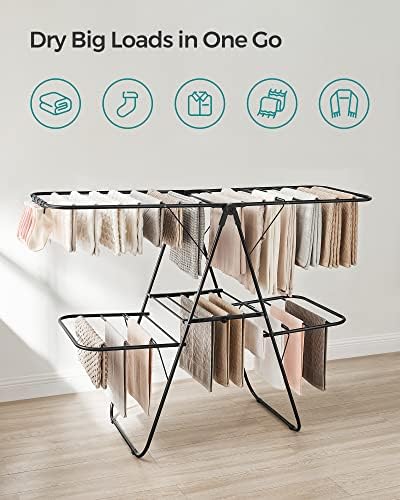 SONGMICS Clothes Drying Rack, Foldable 2-Level Stee Laundry Drying Rack - Image 3