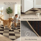 Easy Jute 3x4 Entryway Rug, Washable Non Slip Farmhouse Diamond Checkered - Image 5