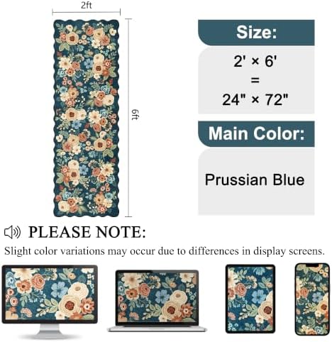 DUKINO 2x6 Runner Rug, Floral Washable Rug - Image 2